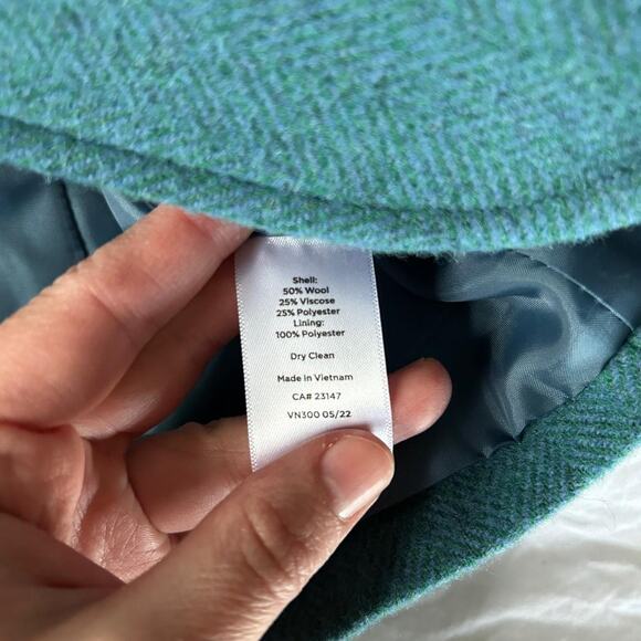 NWOT Talbots Teal Blue wool classic Blazer with gold buttons size 2 S-M - Picture 6 of 7